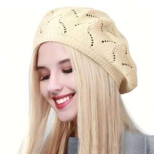 Béret en tricot tendance pour femme, style artiste français, bonnets décontractés de printemps pour femmes - Product Image 4