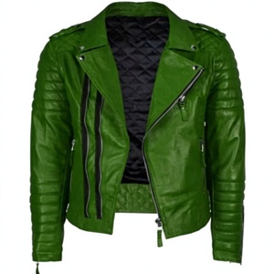 Chaqueta de Cuero y Lona Verde 100% Genuina, Resistente al Agua y al Viento, de Larga Duración, Nueva, con el Mejor Descuento de BS International - Product Image 5