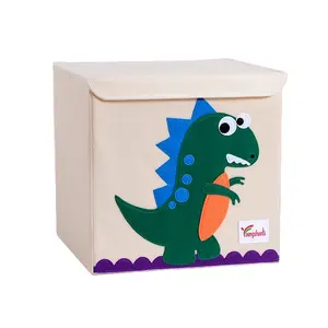 Folding Storage Box Clothes Cartoon Fabric Storage Box Cubes with Lid