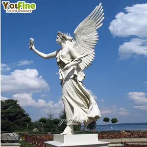 Outdoor Hot Sale Large White Marble Guardian Nature Stone Angel Sculpture Suppliers