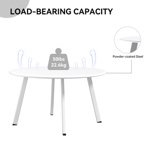 Modern White Round <b>Side</b> <b>Table</b> with 4 Steel Legs for Living Room End <b>Table</b> with Adjustable Feet End <b>Table</b> for <b>Sofa</b> <b>Side</b> & Bedroom - Product Image 4