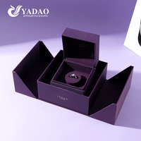 Boîte à bijoux de luxe YADAO, double porte, boîte extérieure en papier violet, boîte intérieure en simili cuir avec insert amovible multifonctionnel