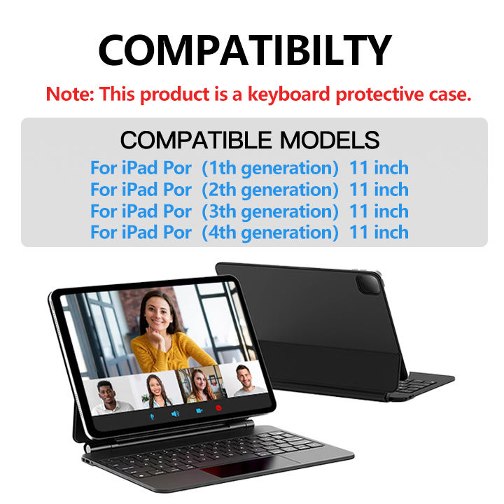 Wireless BT Trackpad Magnetic Magic Keyboard Case for iPad Pro 11