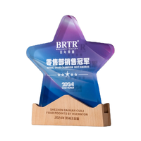 Nouveau trophée créatif en forme de cristal étoilé coloré, personnalisé, écologique, gravé au laser, modèle HDY A0517, excellent trophée