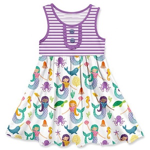 Robes d'été en coton tricoté pour bébés filles, motif dessin animé, en gros, en stock, prêtes à expédier - Product Image 1