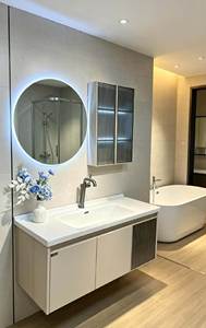 Meubles de salle de bain <span class=keywords><strong>sous</strong></span> l'évier en acier inoxydable SS304, <span class=keywords><strong>meuble</strong></span> de salle de bain Signature avec miroir à LED et armoire, mobilier de salle de bain économique - Product Image 6