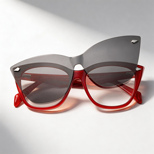 Gafas con <span class=keywords><strong>Clip</strong></span> |   <span class=keywords><strong>Lentes</strong></span> de Sol, Gafas de Sol |   Gafas de sol polarizadas magnéticas Red Cat Eye |    Directo de Fábrica |   OEM |   MOQ bajo - Product Image 2