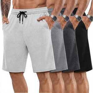 Shorts Bermuda Décontractés en Toile Imprimée pour Hommes, Taille Mi-Haute avec Cordon de Serrage, Poches Respirantes, Gris et Noir, Idéal pour la Gym - Product Image 1