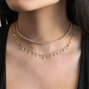 LOZRUNVE 925 스털링 실버 레인보우 칼라 컬러 3mm 다이아몬드 CZ 영원 테니스 목걸이 초커 - Product Image 5