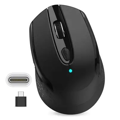 4-Button Portable Wireless Mouse 2.4G USB Receiver 1600DPI Backlit LED for Chromebook Laptop PC & Mac 3D Style