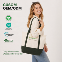 Sac fourre-tout en toile robuste grande capacité avec logo personnalisé imprimé, poche avant, sac de shopping en coton, large sangle, sac à main pour usage quotidien