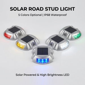Marcador de Pavimento Reflectante Prismático de Alta Intensidad, Resistente al Agua IP68, con Luces LED Solares de 5 Colores, para Carreteras - Product Image 1