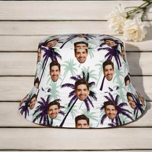 Custom Photo Bucket <b>Hat</b> <b>for</b> Women Fashionable Summer Beach Travel Cap with Tropical Tree and Leaf Cartoon Pattern <b>for</b> Fishing - Product Image 2