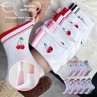 Chaussettes de yoga WJN pour femmes avec design à volants, logo brodé, antidérapantes, en coton respirant et absorbant l'humidité
