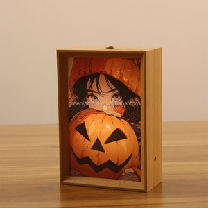 Lámpara de noche Marco de fotos de madera Usb 3D Luz de noche Pintura Diseño personalizado Dibujos animados Led Imagen retroiluminada Marco de fotos de <span class=keywords><strong>anime</strong></span> - Product Image 4