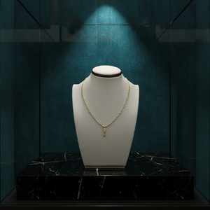 Collier Dokiyu traditionnel en or 22 carats exquis pour femmes, avec des perles texturées à découpe diamantée complexe, finition haute brillance - Product Image 3