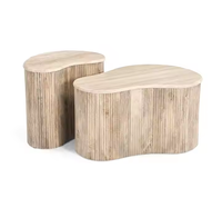 Table basse moderne en travertin beige clair avec socle en marbre, table en pierre naturelle pour salon