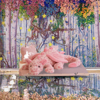 Peluche Dragon Rose Imprimé Léopard, Douce et Souple, Créature Mythique, Animal en Peluche à Câliner pour Enfants, Décoration de Crèche, Cadeau