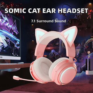 Casque de jeu sans fil <span class=keywords><strong>Somic</strong></span> Cat Ear 2,4 GHz pour PS4/5 PC et smartphone, éclairage RGB, microphone rétractable, son 7.1 - Product Image 2