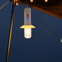 Lampe de camping solaire à filament LED rechargeable, lampe de tente suspendue avec panneau solaire séparé pour cour extérieure