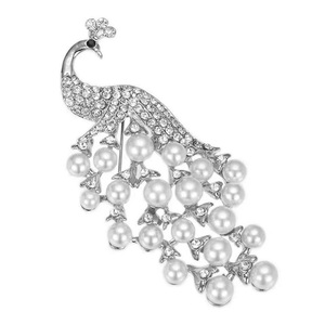 Bán Trực Tiếp Từ Nhà Máy Kim Cương Giả Pha Lê Kích Thước Lớn Trâm Cài Hình Con Công Màu Xanh Dương Đẹp Trâm Cài Kim Cương Giả Nhiều Màu - Product Image 4