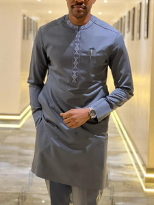 Vêtements africains d'usine, longue <span class=keywords><strong>tenue</strong></span> traditionnelle pour hommes, jupe en coton pour hommes, robe de mariage africaine brodée pour adultes - Product Image 4