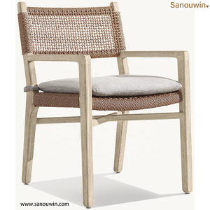 Poltrona in <span class=keywords><strong>Rattan</strong></span> per Tutte le Stagioni, Realizzata a Mano in Legno di Teak, Silhouette Modernista Semplice, Comoda e Portatile per <span class=keywords><strong>Set</strong></span> da <span class=keywords><strong>Giardino</strong></span> - Product Image 5