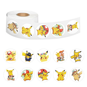Rouleau d'autocollants <span class=keywords><strong>Pikachu</strong></span> 500 pièces/rouleau, décalcomanies de récompense pour enfants, bricolage, journal, artisanat scolaire - Product Image 1