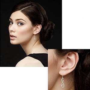 E1910 Orecchini pendenti in oro bianco per donna Gioielli di moda classici Design elegante Orecchini pendenti leggeri - Product Image 5