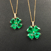 Trèfle à quatre feuilles collier de bijoux de mode 18K or jaune fleur coeur coupe laboratoire collier de diamants émeraude bijoux pour femmes