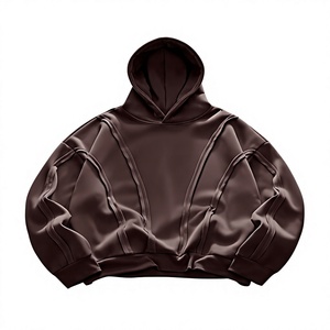 Sweat-shirt à capuche pour homme, hiver, haute qualité, doublure polaire épaisse, 100% coton, coupe ample, épaules tombantes, couleur unie - Product Image 3