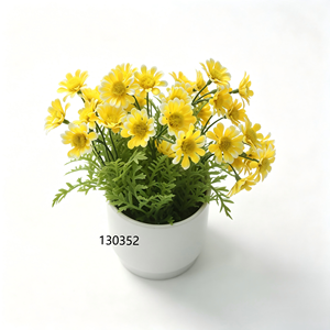 Plante artificielle de marguerite jaune dans un pot en céramique blanc avec faux sol, fleur de <span class=keywords><strong>camomille</strong></span> réaliste pour la décoration de la maison et du jardin - Product Image 2