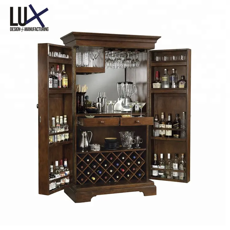 Affichage de magasin de vin de personnalisation de haute qualité comptoir de caissier meubles de vin en bois armoire de bar présentoir à vin en verre