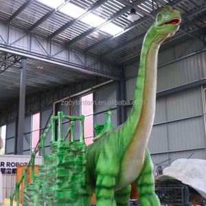 Modèle de dinosaure à long cou animatronique, statue réaliste de saurophage géant avec escalier en pierre pour la décoration de parcs à thème - Product Image 6