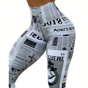 Pantalon de yoga <span class=keywords><strong>vintage</strong></span> taille haute extensible en velours polyester à imprimé numérique, style européen et américain, collection Printemps, coupe ajustée XY6657 - Product Image 1
