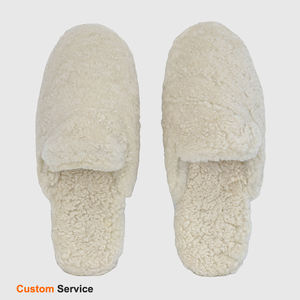 レディース向け ラグジュアリー ラムスキン 秋冬 ソフト ふわふわ ホワイト 快適 純正シープスキン シアリング ミュール ファースライド - Product Image 2