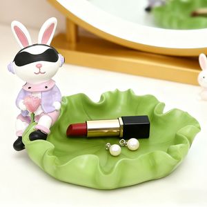 Cute Rabbit Cosmetic Storage <b>Box</b> Resin Makeup Organizer Cartoon Decor For Desk <b>Vanity</b> Storage - Product Image 1