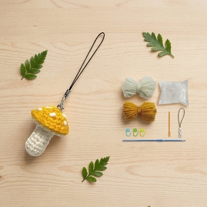 Kit de crochet DIY <span class=keywords><strong>VOSAN</strong></span> Champignon jaune, porte-clés à coudre, fournitures de tricot pour les amateurs de loisirs créatifs à partir de 7 ans - Product Image 1