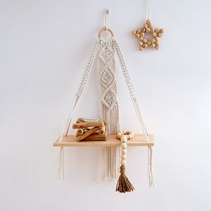 Étagère murale bohème en macramé Boho décoration murale décoration de chambre articles intérieur extérieur macramé mur étagère à plantes faite à la main - Product Image 2