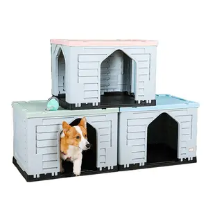 Joint intérieur en plastique lavable, cage à chat en plastique imperméable et empilable pour chiens domestiques, cages et caisses
