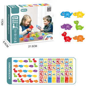 Jeu éducatif en plastique coloré de dinosaures de dessin animé, jeu de correspondance des couleurs <span class=keywords><strong>math</strong></span>ématiques avec cartes nominatives pour les enfants de 5 à 7 ans - Product Image 3