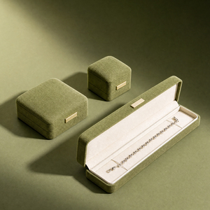 Zebopak Moss Green Suede Christmas Jewellery <b>Box</b> Set with Ring <b>Necklace</b> Bracelet Holiday <b>Gift</b> Collection Factory - Product Image 3