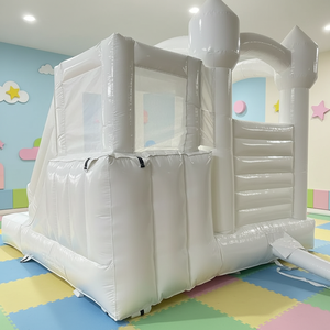 บ้านลมเป่าลมพีวีซีสีขาวขนาด 0.55 มม. บ้านเด้งดึ๋งสำหรับงานแต่งงาน บ้านลมเป่าลมสีขาวสำหรับเด็ก พร้อมโลโก้สีตามสั่ง - Product Image 5