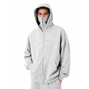 Masque de ninja personnalisé, nouveau sweat à capuche d'hiver, double capuche, vêtement d'extérieur uni, cagoule zippée, unisexe, nouveau sweat à capuche - Product Image 1