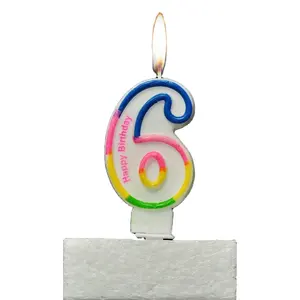 Paraffin wax Happy Birthday 0-9 colourful Painted Number Candles