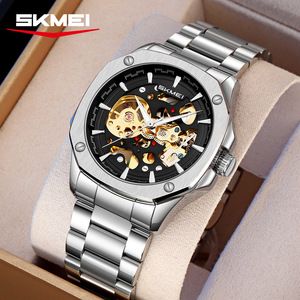 Skmei Mechanical Watch Men Skeleton Automatic Stainless Steel Band 30M Waterproof Hollow Out Design - Product Image 1