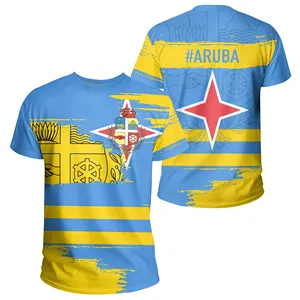 Desain baru T Shirt pria sepak bola bisbol Softball seragam Aruba bendera Patten Olahraga Gaya T Shirt pria grosir harga rendah