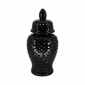 Vaso in ceramica moderno con motivo a trifoglio intagliato per soggiorno, decorazione per la casa, accessorio da tavolo - Product Image 1