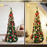 Sapin de Noël pop-up de 6 pieds avec lumières, pliable, pré-éclairé, entièrement décoré, arbre artificiel
