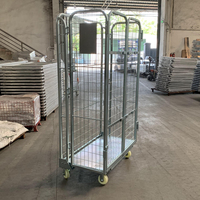 Chariot de stockage robuste en treillis métallique galvanisé pour entrepôt et logistique, idéal pour la vente au détail